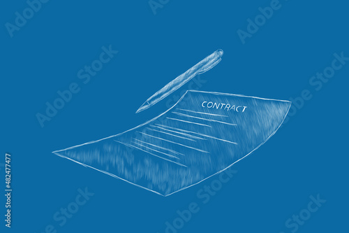 hand drawn contract sheet. illustration