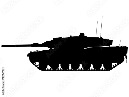 Leopard 2 main battle tank, German military vehicle. Detailed realistic silhouette