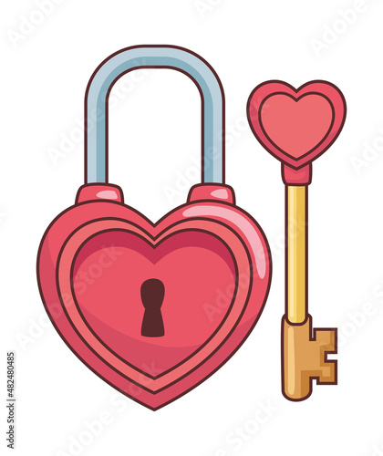 heart padlock and key