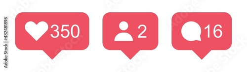 Like follow comment icons set. Vector illustration