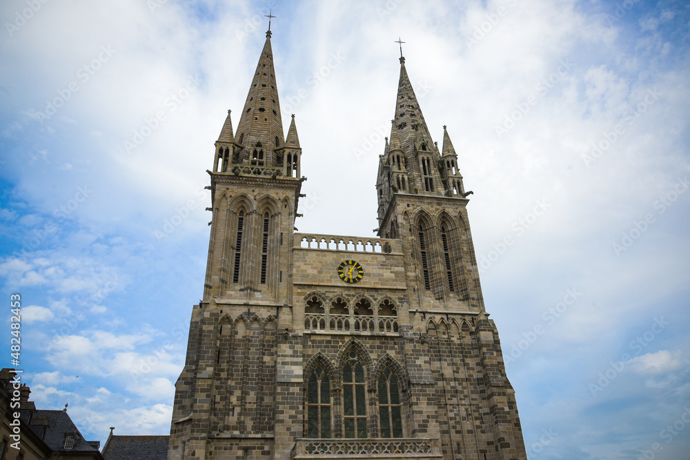 View on the cathedral Saint Paul Aurelien in the city of Saint Pol of Leon