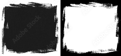Square block of black paint texture isolated on white background with clipping mask (alpha channel) for quick isolation.