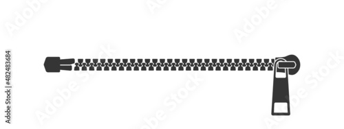 Black zipper. Zipper lock and unlock. Fastener. Clasp Concept. Vector illustration