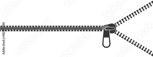 Zipper siluet. Zipper lock or unlock. Fastener. Closing clasp. Vector illustration