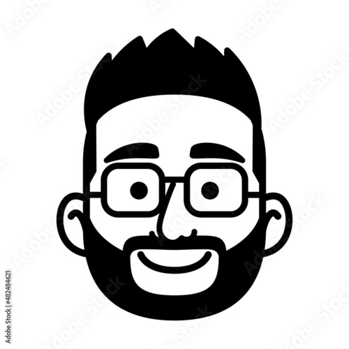 Isolated monochrome avatar of a man with beard Vector illustration
