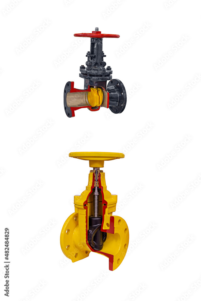longitudinal and cross sections of small-sized gas equipment isolated on white background longitudinal and cross sections of small-sized gas equipment isolated on white background