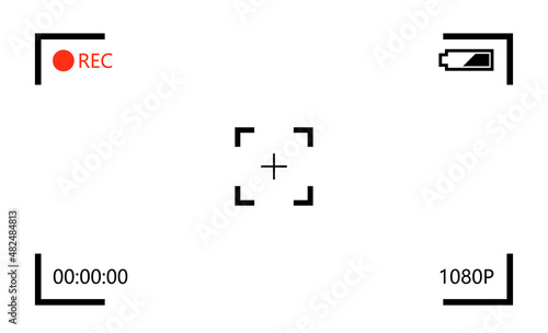 Camera viewfinder. Camera recording screen. Vector illustration.