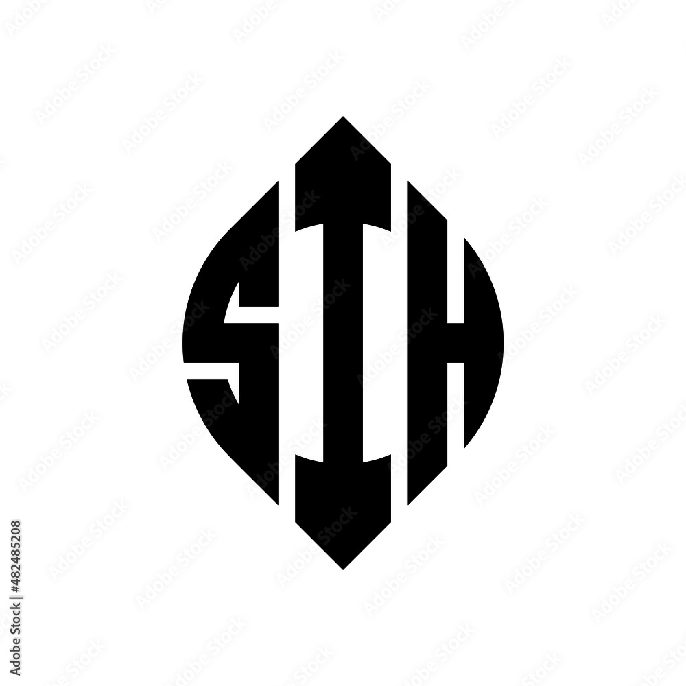 SIH circle letter logo design with circle and ellipse shape. SIH ...