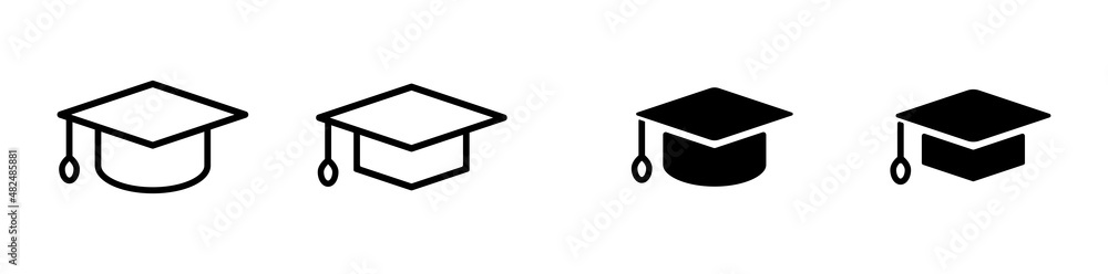 Mortarboard, graduate, cap icon set. Element of Education icon. Thin line icon