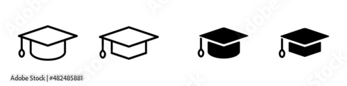 Mortarboard, graduate, cap icon set. Element of Education icon. Thin line icon