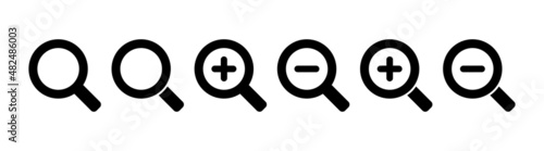 search icons set, black on white background