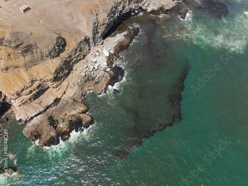 Peru Oil spill 2022: Aerial images of the coast of Ventanilla district after accident in the Pampilla Refinery, in Callao, Peru.