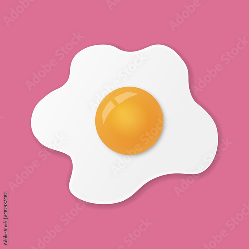 Fried egg or scrambled eggs isolated on calm pink background
