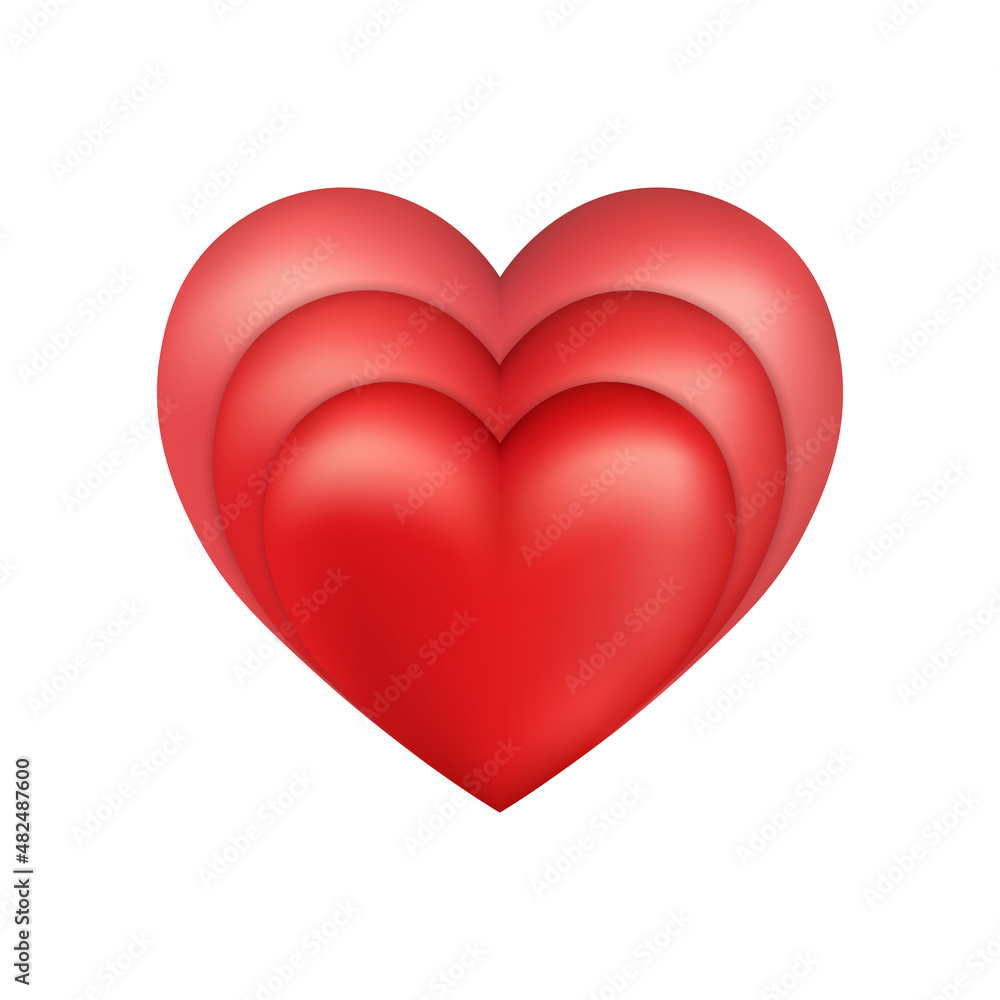 Volumetric shiny red heart icon for St. Valentines Day