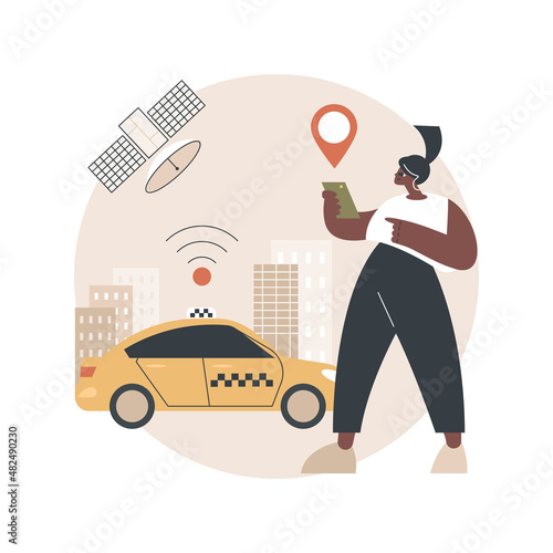 Autonomous taxi abstract concept vector illustration. Self driving taxi, on demand car service, driverless transport, autonomous car, alternative vehicle owning, business travel abstract metaphor.