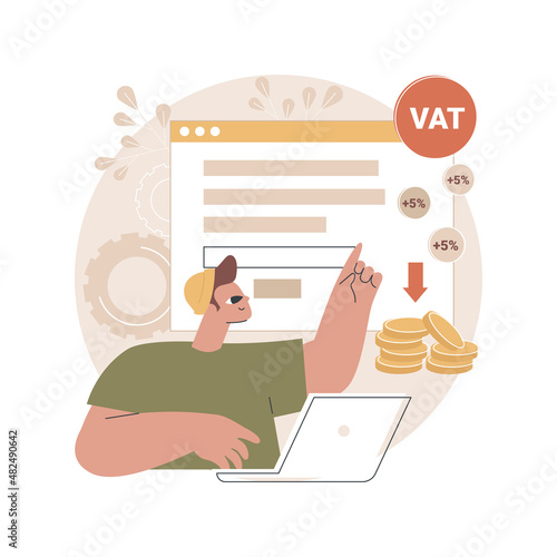 Value added tax system abstract concept vector illustration. VAT number validation, global taxation control, consumption tax system, added value, retail good purchase total cost abstract metaphor.
