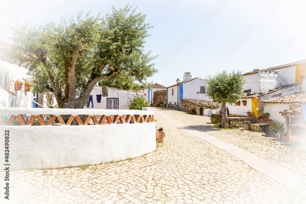 a cobbled street at aldeia da Mata Pequena typical village, Igreja Nova e Cheleiros, Mafra, Portugal