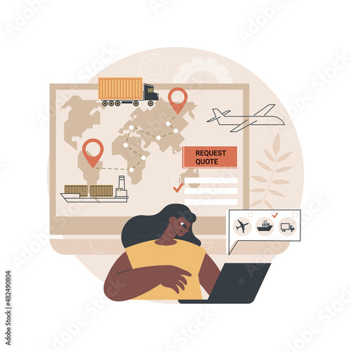 Freight quote request abstract concept vector illustration. Shipping proposal, freight request form, instant quote, submission letter, customs service, worldwide logistics abstract metaphor.