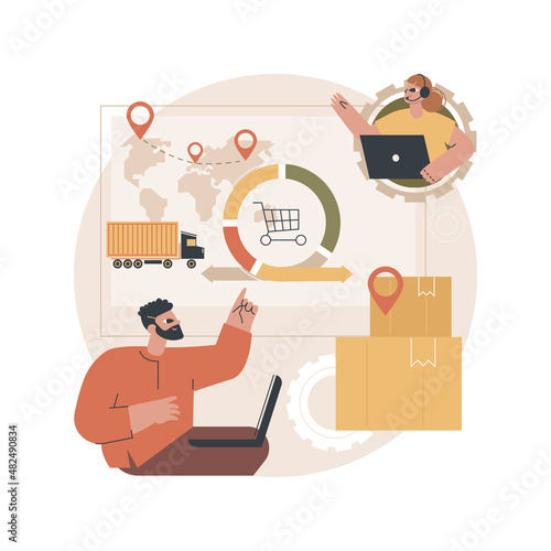 Handling and order processing abstract concept vector illustration. Order documentation, processing system, handling customer request, logistics, automated logistics operations abstract metaphor.
