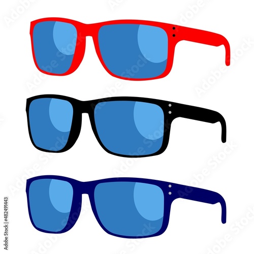 colorfull sunglasses fashion flat vector design 