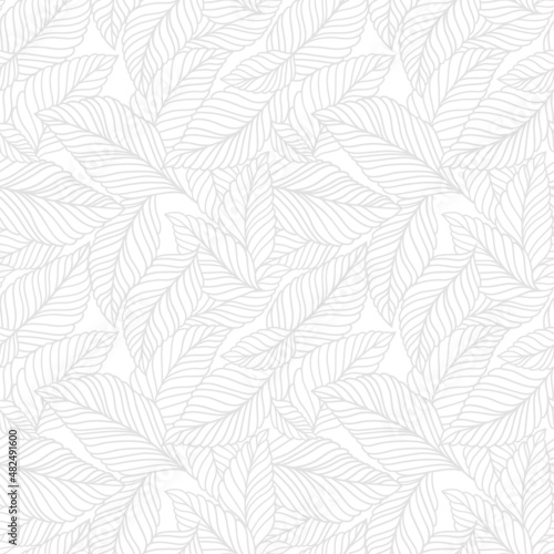 Elegant seamless pattern with delicate leaves. Vector Hand drawn floral background.