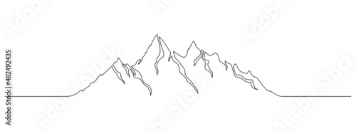Tela One continuous line drawing of mountain ridge landscape