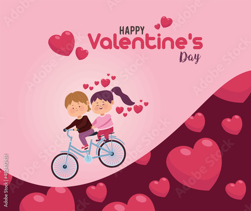 couple lovers in bicycle