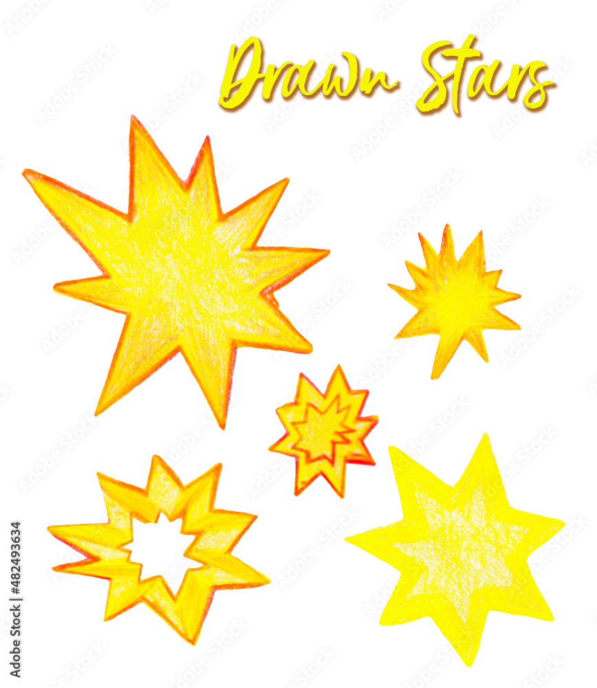 Pencil drawn yellow stars clipart, bright drawn stars, isolated objects, shining, cartoon elements, childish, Pencil drawn yellow stars clipart, bright drawn stars, isolated objects, shining, cartoon elements, childish,