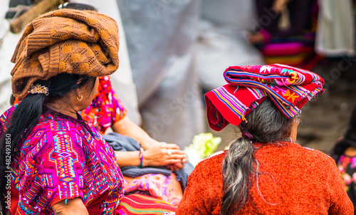 Woman on indigenous maya market in chichicastenango photo