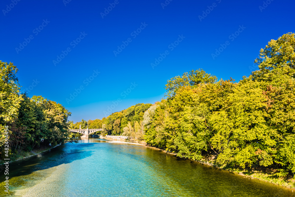 Colorful trees at the Isar in the center of Munich Colorful trees at the Isar in the center of Munich