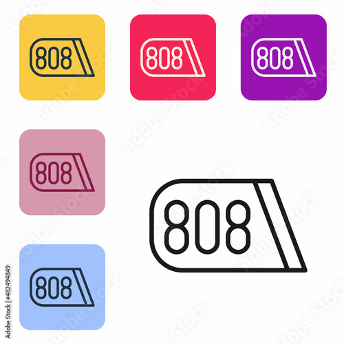 Black line Drum machine music producer equipment icon isolated on white background. Set icons in color square buttons. Vector