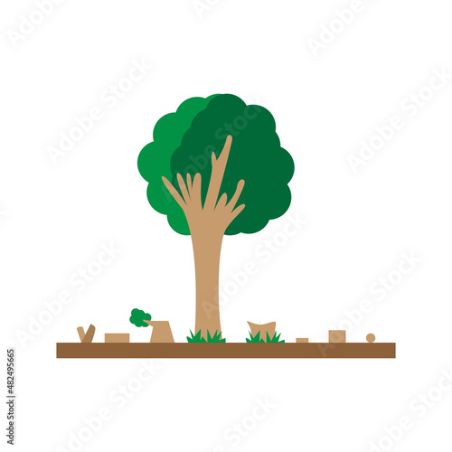 Isolated felled trees icon Deforestation concept Vector illustration