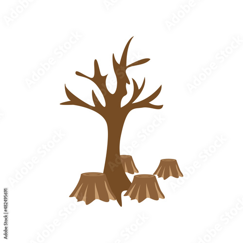 Isolated felled trees icon Deforestation concept Vector illustration