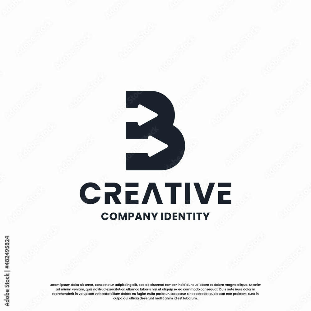 letter B with up arrow combination logo design inspiration