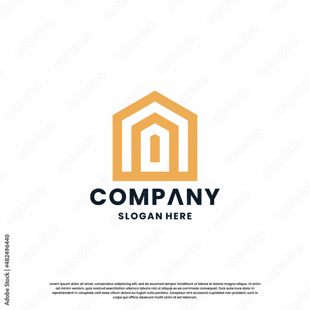 creative house combine with letter A logo design monogram