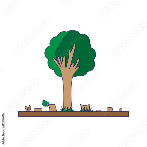 Isolated felled trees icon Deforestation concept Vector illustration