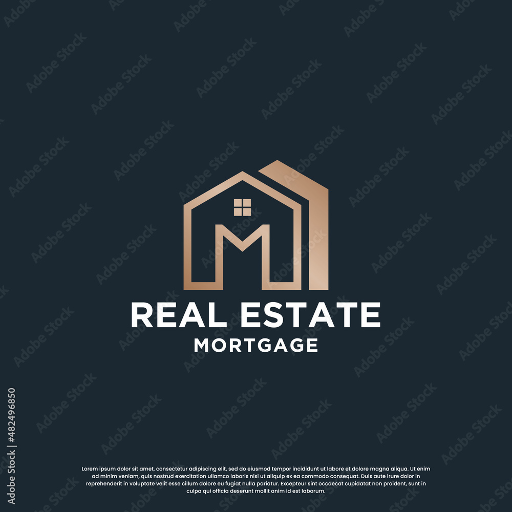 house combine with letter M logo design for your business