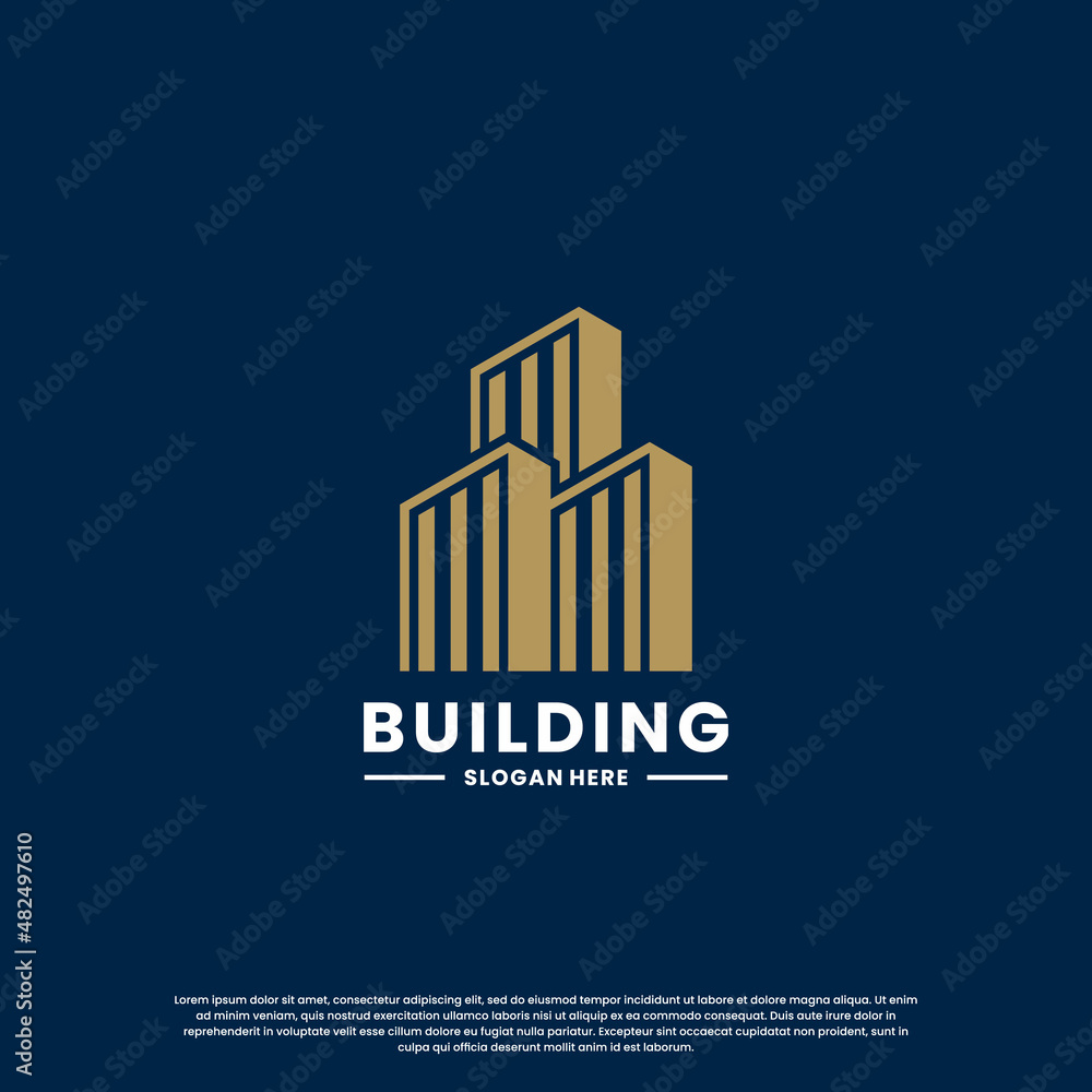 building logo design creative with golden color