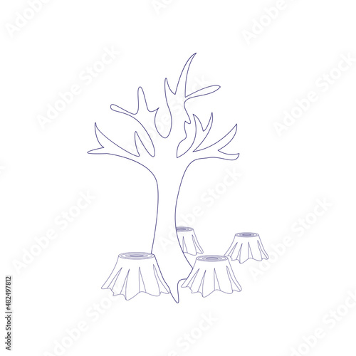 Isolated felled trees icon Deforestation concept Vector illustration