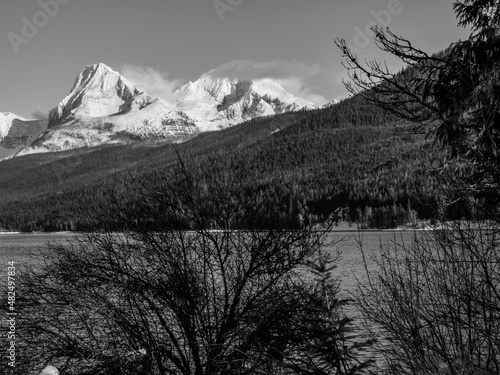 Mount Edwards and Gunsight Mountain Rest Across Lake McDonald in Glacier National Park, Montana USA