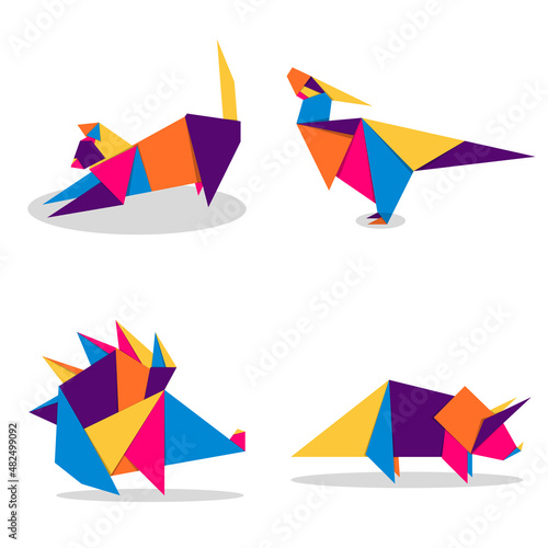 Set animals origami. Animal origami vector. Abstract animals logo design. Animal origami. Vector illustration