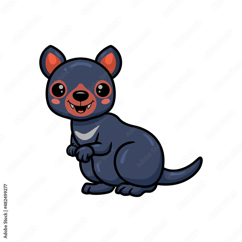 Naklejka premium Cute little tasmanian devil cartoon