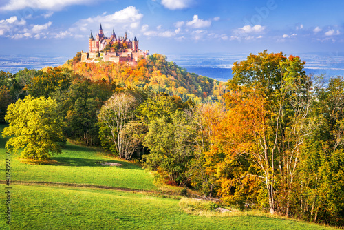 Hohenzollern Castle, Germany - Swabian Alps landscape Baden-Wurttemberg