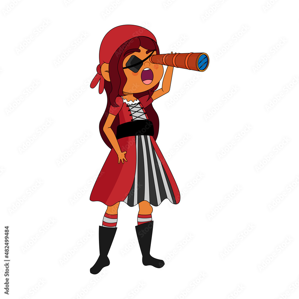 Isolated kid with a costume of pirate Vector illustration