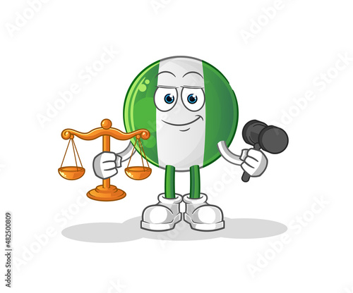 nigerian flag lawyer cartoon. cartoon mascot vector