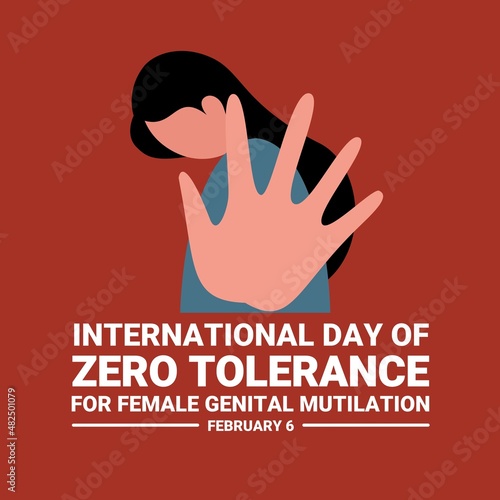 Vector illustration of a woman with an attitude of rejection, as a banner or poster, International Day of Zero Tolerance for Female Genital Mutilation.