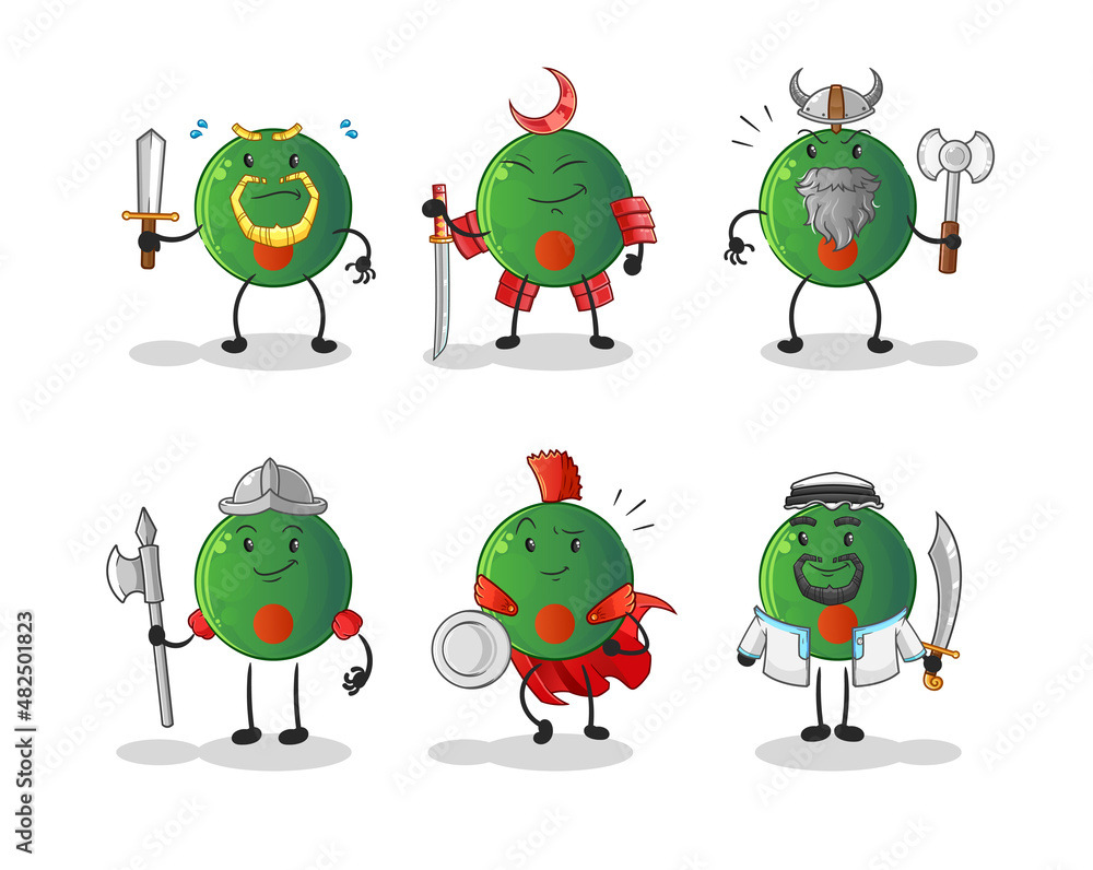 bangladesh flag warrior group character. cartoon mascot vector bangladesh flag warrior group character. cartoon mascot vector