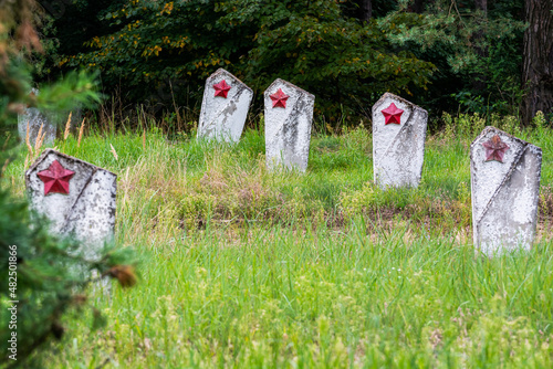 Torun, Poland - August 20, 2021. Old abandoned soviet cemetery - Cmentarz Jencow Wojennych photo