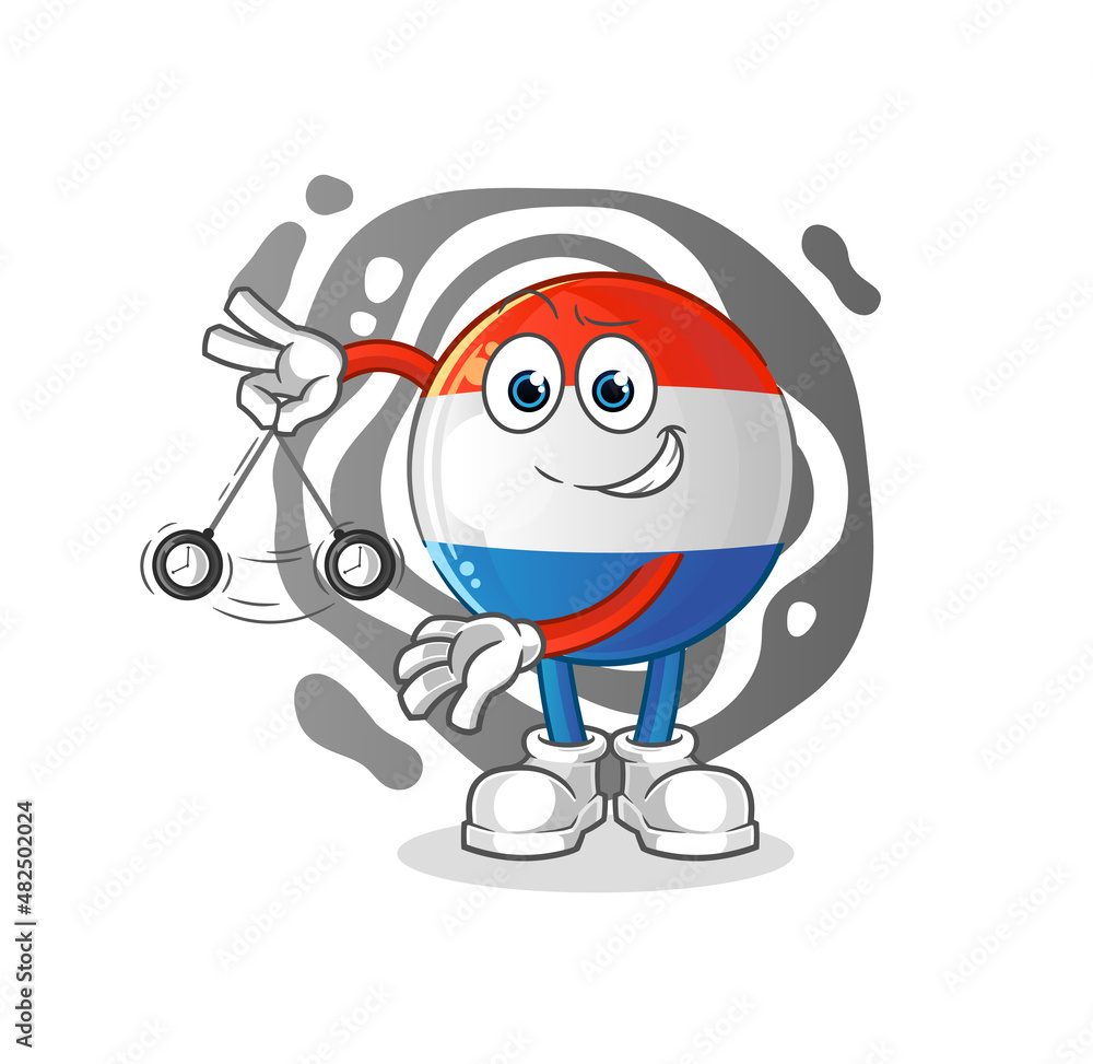 dutch flag hypnotizing cartoon. cartoon mascot vector dutch flag hypnotizing cartoon. cartoon mascot vector