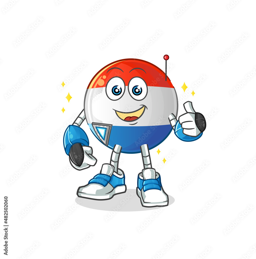 dutch flag robot character. cartoon mascot vector dutch flag robot character. cartoon mascot vector